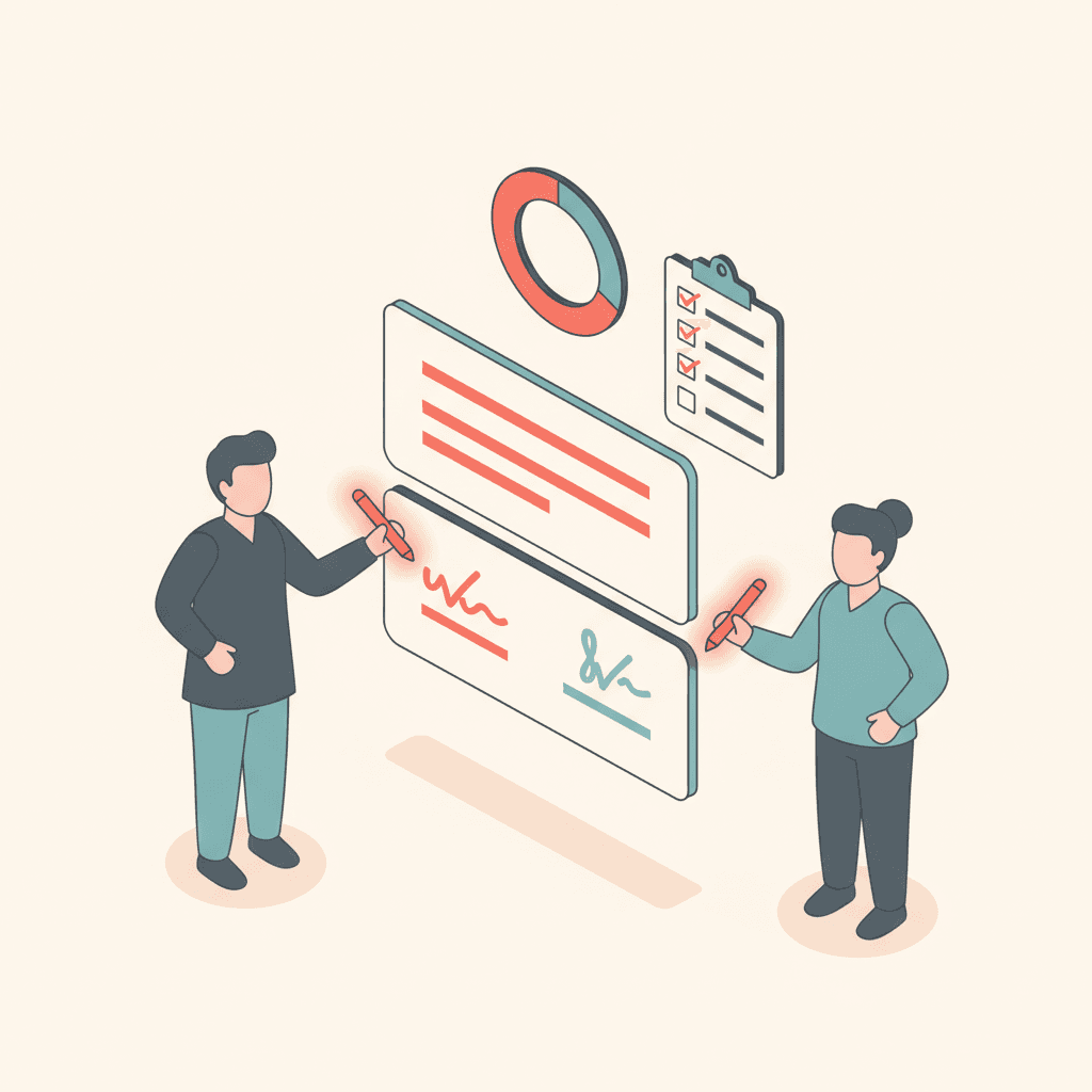 A clinician and parent both signing a shared plan of care